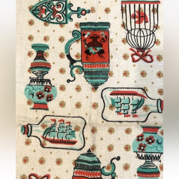 70s Retro VTG Kitchen Bath Hand Towel Fringe Stein Ship Iron - Picture 3 of 7